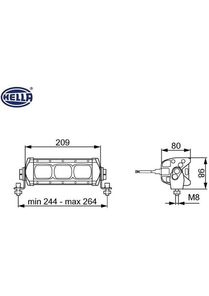 12V-24V LED Bar Off-Road Tek Sıra 22W 6500K 1000 Lümen (3 Ledli) (209*86*80 Mm)