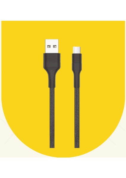 CB431M Hasır Örgü ve Güçlendirilmiş Silikon Başlıklı Micro USB Hızlı Şarj ve Data Kablosu