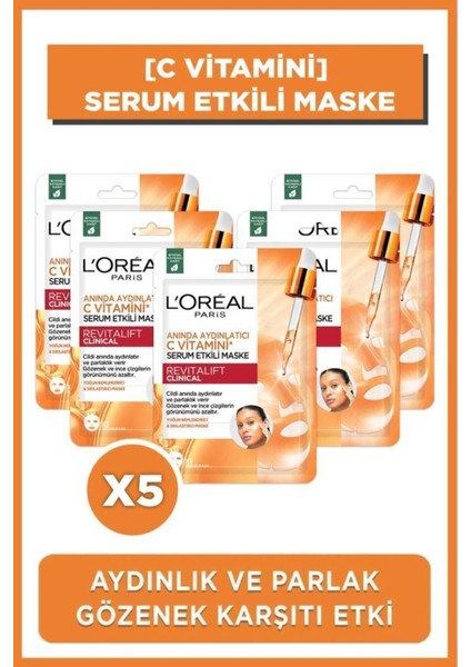 L'oreal Paris 5'li Revitalift Clinical Anında Aydınlatıcı C Vitamini Serum Etkili Maske