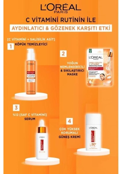 L'oreal Paris 5'li Revitalift Clinical Anında Aydınlatıcı C Vitamini Serum Etkili Maske