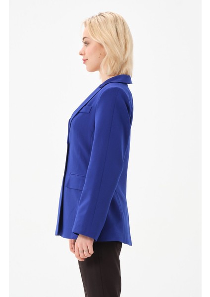 Kadın Regular Astarlı Kruvaze Kapama Dokuma Blazer Ceket