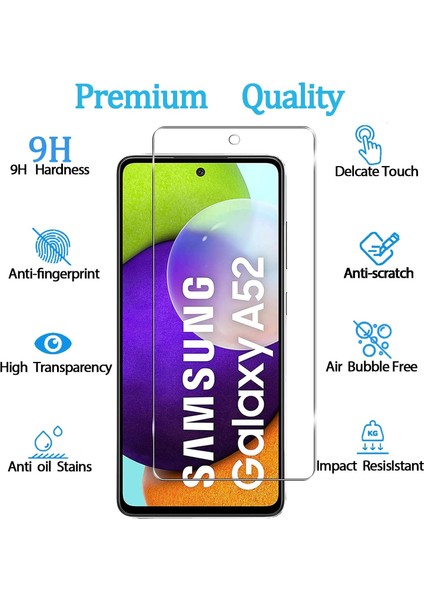 Samsung Galaxy A52 Temperli Cam Ekran Koruyucu 9h Ultra Koruma (3 Adet)