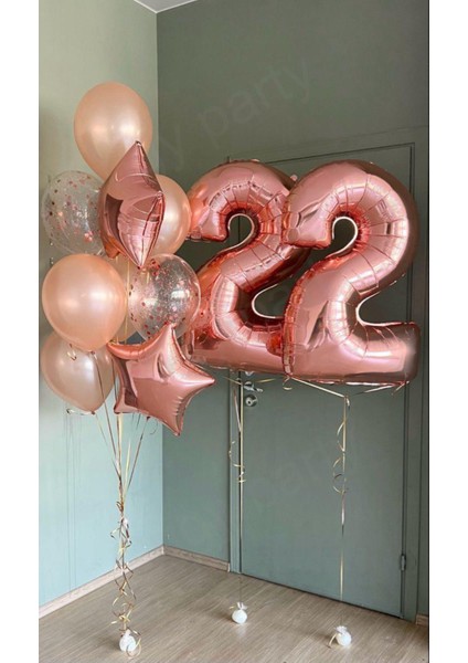 22 Yaş Yetişkin Rosegold Özel Gün Doğum Günü Parti Kutlama Seti
