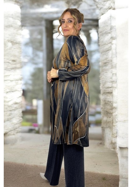 Bisiklet Yaka Yumoş Viskon Kumaş Tunik Beli Lastikli Viskon Pantolon Büyük Beden Alt Üst Takım fiyatları