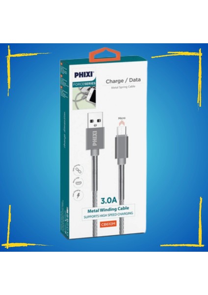 CB610M Metal Örgü 100 cm Micro USB Şarj ve Data Kablosu - 3A Hızlı Şarj & Güçlü Veri Aktarımı