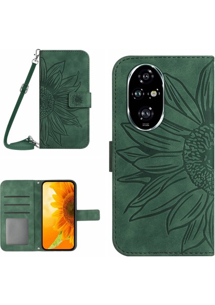 Honor 200 5g Kılıf Için Ayçiçeği Çevirme Deri Telefon Kapak Kartı Yuvaları (Yurt Dışından)