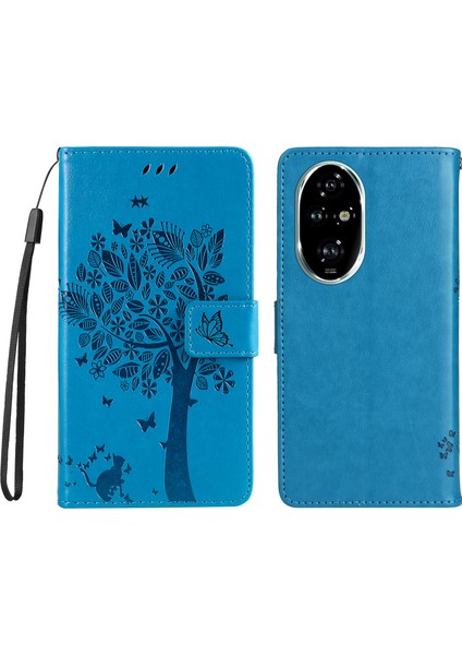 Honor 200 Pro 5g Kılıf Cüzdan Deri Kapak Kedi Ağacı Desenli (Yurt Dışından)