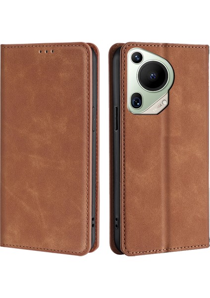 Huawei Pura 70 Ultra Pu Deri Gizli Manyetik Adsorpsiyon Çevirmeli Telefon Kapağı (Yurt Dışından)