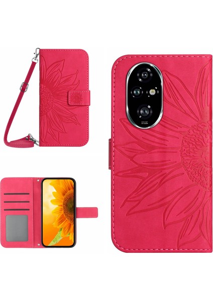 Honor 200 5g Kılıf Için Ayçiçeği Çevirme Deri Telefon Kapak Kartı Yuvaları (Yurt Dışından)