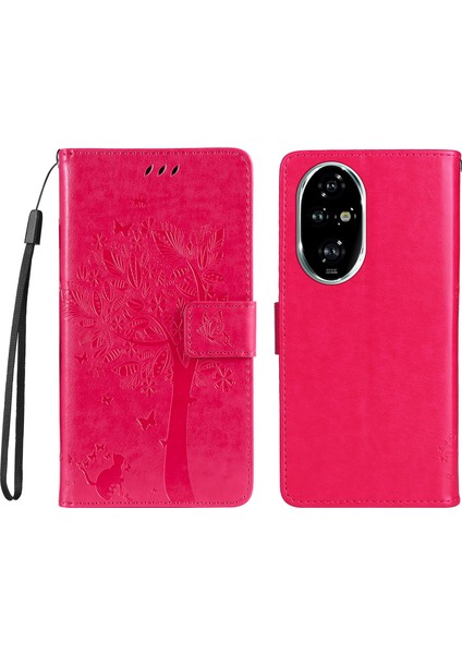 Honor 200 Pro 5g Kılıf Cüzdan Deri Kapak Kedi Ağacı Desenli (Yurt Dışından)