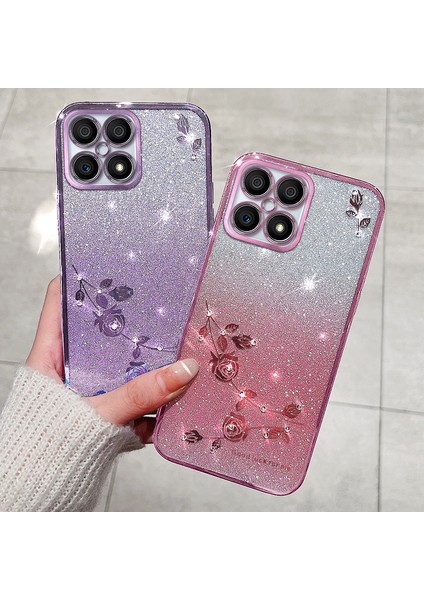 Honor X30I / Honor X8 4g Rhinestone Çiçek Geri Kılıf Gradyan Glitter Tpu Telefon Kapağı (Yurt Dışından) fırsatları