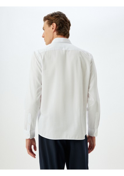 Slim Fit Gömlek Uzun Kollu Yarım Italyan Yaka Pamuklu fırsatları