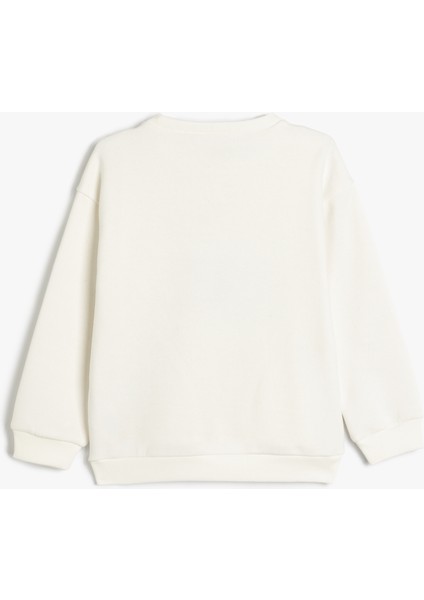 Oversize Sweatshirt Hayvanlar Baskılı Uzun Kollu Bisiklet Yaka Şardonlu fiyatları