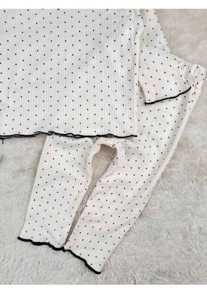 Puantiyeli %100 Pamuk Esnek 2 Ip Mevsimlik Kız Bebek/çocuk Pijama Takım