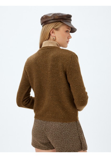 x Sima Tarkan - Yuvarlak Yaka Düğmeli Slim Fit Triko Hırka fırsatları