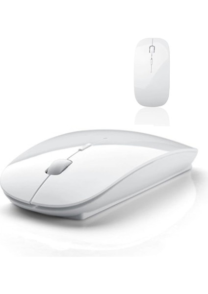 SLİM Sessiz Kablosuz Mouse ( BEYAZ ) Ultra İnce 2.4G Optik Kablosuz Mouse