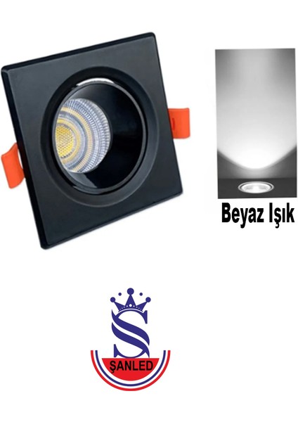 6W Sıva Altı Oynar Başlık GU10 Kare Siyah/beyaz Kasa Beyaz/gün Işığı LED Spot Lamba-8 Adet