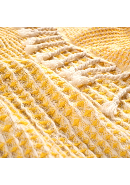 Baklan Parça Boyama Çift Kişilik Tencel - Cotton Tencel Pamuk Pike 200x220 Cm Sarı