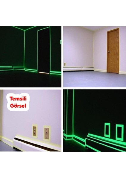 Gece Parlayan Fotolümen 7.5cm Yeşil Reflektörlü Fosforlu Reflektif Düz Şerit Bant Ikaz Bandı 5 Metre fırsatları