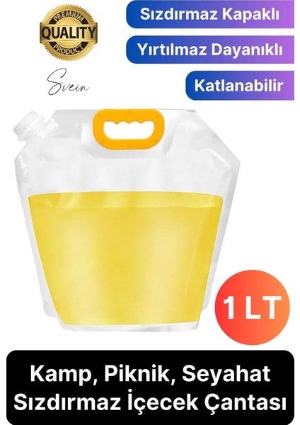 Premium 1 Lt Dayanıklı Yer Kaplamaz Içecek Çantası Sporcu Kapaklı Tutamaç Suluk Matara Kamp Piknik