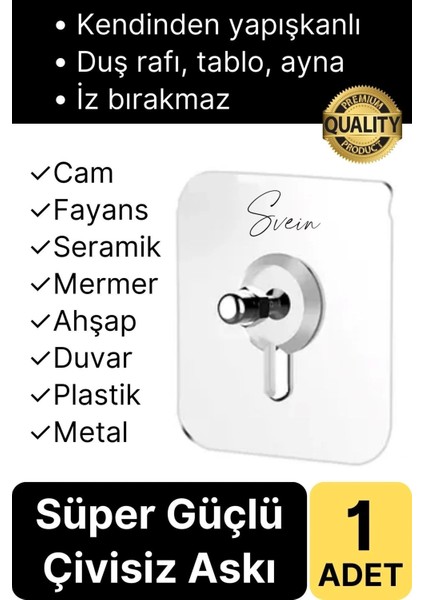 1 Adet Süper Güçlü Kendinden Yapışkanlı Tutunabilen Çok Amaçlı Çerçeve Tablo Banyo Duş Mutfak Askı