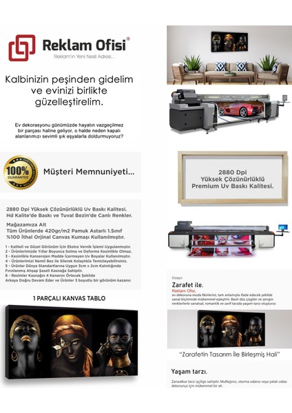 Afrikalı Kadınlar, Siyahi Kadınlar Gold Modern Premium Kanvas Tablo