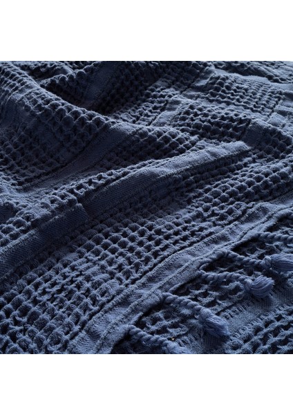 Solıd Çift Kişilik Tencel - Cotton Tencel Pamuk Pike 200x220 Cm Lacivert