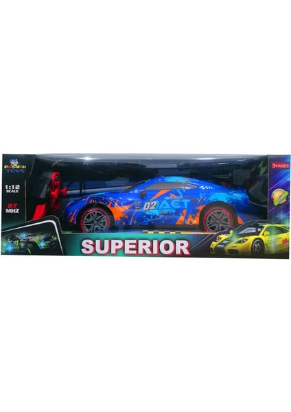 Pasifik 1:12 Superior Uzaktan Kumandalı Full Fonksiyon Şarjlı Spor Araba Mavi