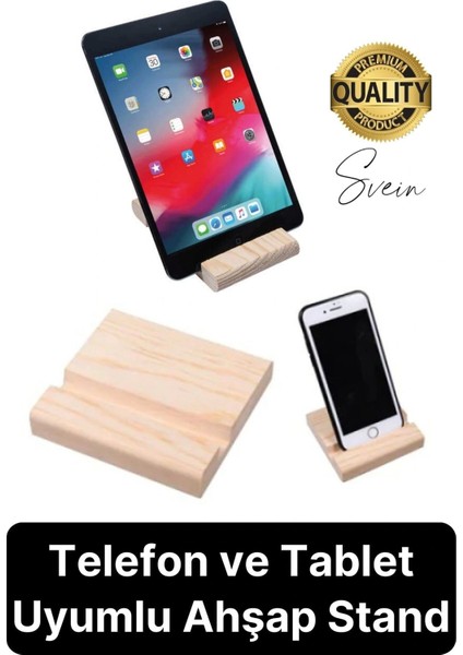 Doğal Masaüstü Ahşap Cep Telefonu ve Tablet Standı Natural Görünüm Şık Iphone Android Ios Uyumlu