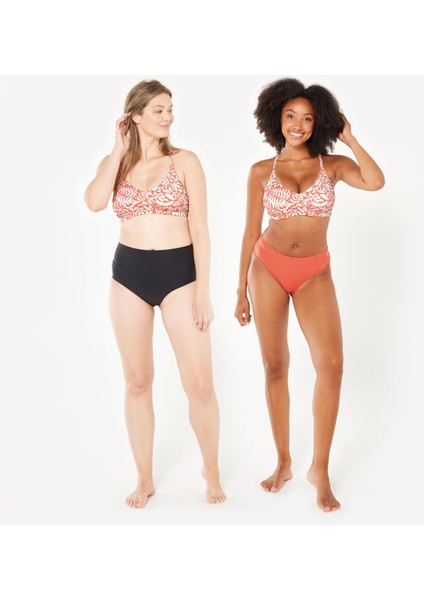 Nabaiji Kadın Sporcu Kesim Yuvarlak Yaka Bikini Üstü - Kırmızı - Desenli - LILA fiyatları