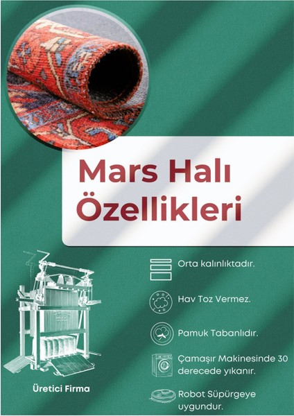 Mars 214 Mavi Beyaz Dama Çiçekli Modern Dokuma Taban Dekoratif Halı