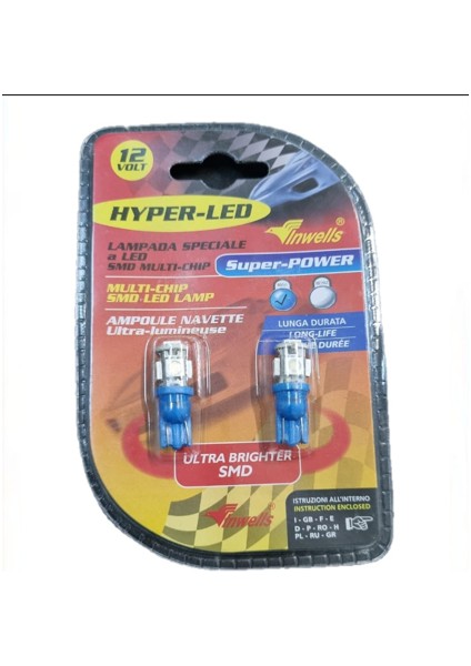 T10 Mavi LED Ampul 12V