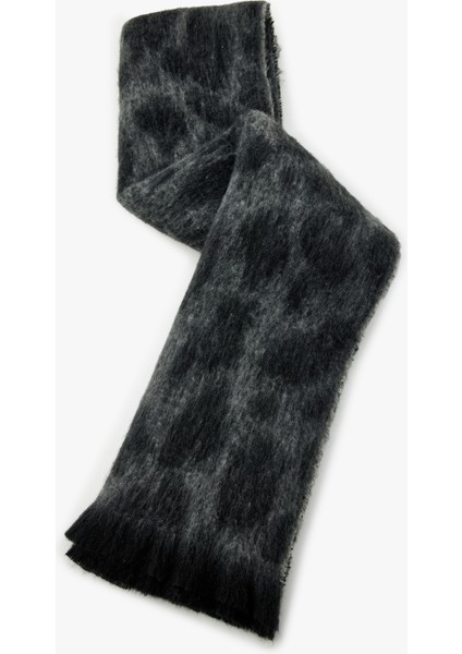 Uzun Atkı Leopar Desenli Püsküllü Yumuşak Dokulu