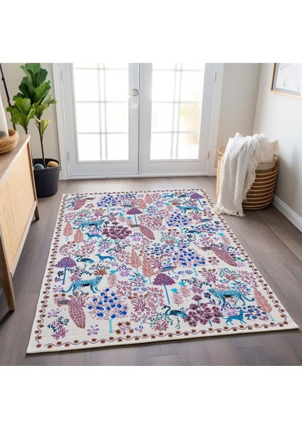 Mars 189 Pembe Fuşya Bej Botanik Tema Modern Dokuma Taban Halı fiyatları