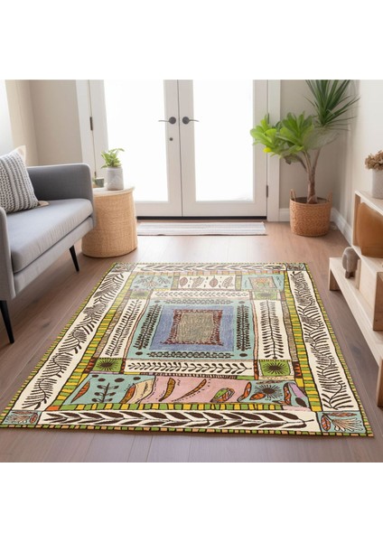 Floral Bej Tonlarında Pastel Botanik Tema Dokuma Taban Salon Halısı Çocuk Halısı Mars 255 indirimleri