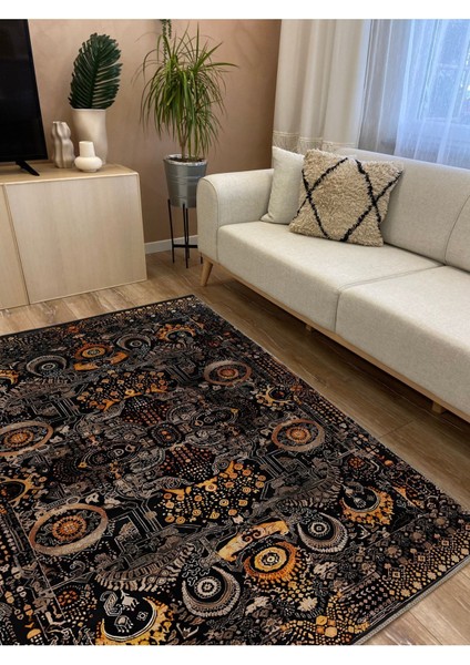 Modern Stil Kreatif Siyah Halı ve Kilim Salon Halısı Peluş Halı Saçaklı Yıkanabilen Halı