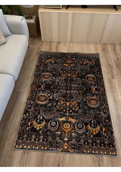 Modern Stil Kreatif Siyah Halı ve Kilim Salon Halısı Peluş Halı Saçaklı Yıkanabilen Halı