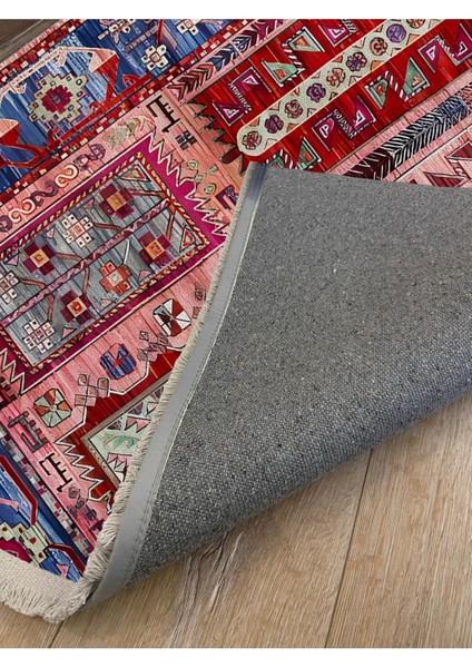 Renkli Klasik Desenli Yıkanabilir Kaymaz Salon Halısı, Koridor ve Mutfak Halısı Kilim 66 modelleri