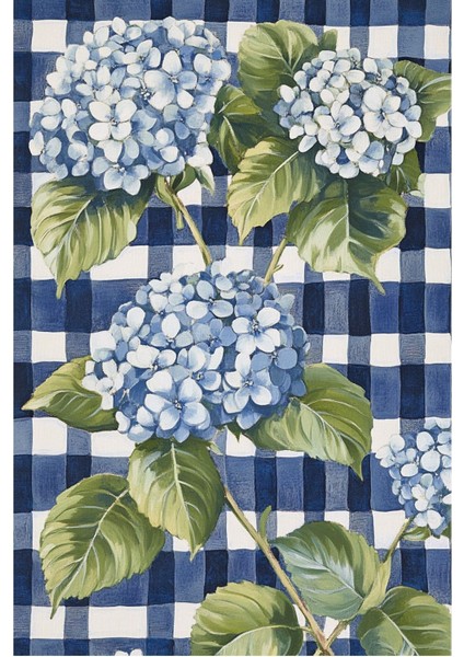 Mars 213 Mavi Beyaz Dama Ortanca Çiçeği Figürlü Modern Dokuma Taban Dekoratif Halı fiyatları