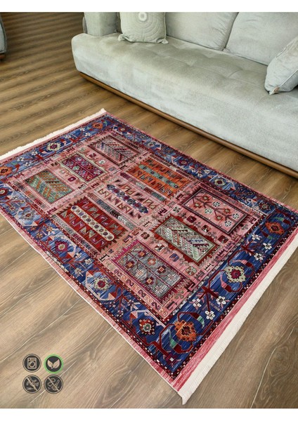 Renkli Klasik Desenli Yıkanabilir Kaymaz Salon Halısı, Koridor ve Mutfak Halısı Kilim 66 fiyatları