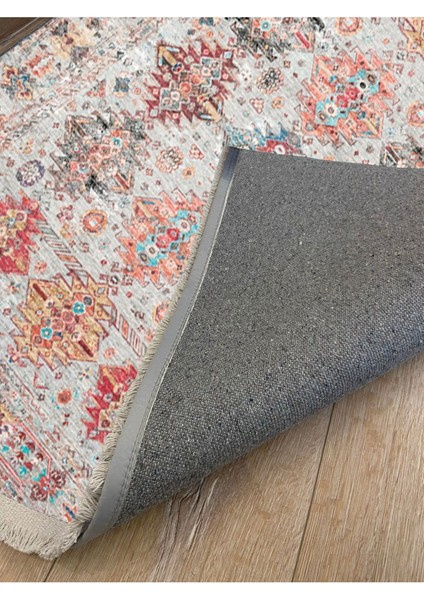 Mars 2164 Renkli Desenli Yıkanabilir Kaymaz Tabanlı Salon Halısı, Koridor ve Mutfak Halısı Kilim indirimleri