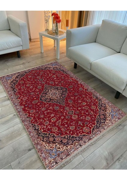 Mars 2167 Etnik Desenli Yıkanabilir Kaymaz Tabanlı Salon Halısı, Koridor ve Mutfak Halısı Kilim