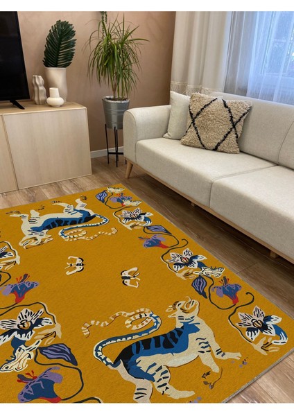 Mars 45 Modern Stil Hardal Kaplan Iskandinav Halı ve Kilim Salon Halısı Yıkanabilen Dekoratif Halı modelleri