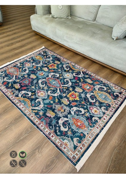 Mars 64 Modern Stil Lacivert Tonda Mars Halı ve Kilim Salon Halısı Halı Saçaklı Yıkanabilen Halı