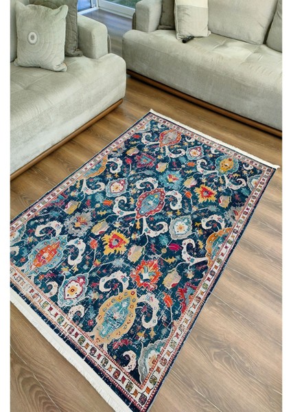 Mars 64 Modern Stil Lacivert Tonda Mars Halı ve Kilim Salon Halısı Halı Saçaklı Yıkanabilen Halı