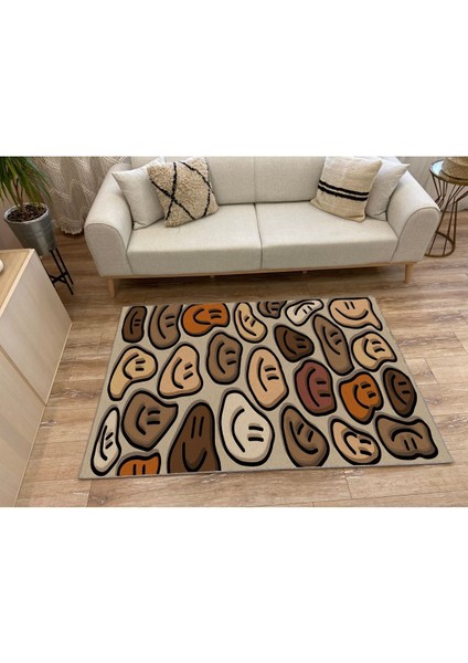 Mars 40 Modern Stil Krem Tonlarında Iskandinav Halı ve Kilim Salon Halısı Yıkanabilen Dekoratif Halı modelleri