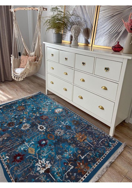 Marss 52 Etnik Desenli Yıkanabilir Kaymaz Tabanlı Salon Halısı, Koridor ve Mutfak Halısı Kilim