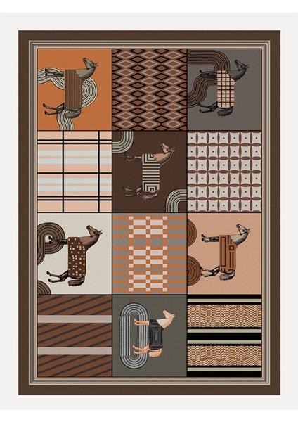 Mars 8 Modern Stil At Figürlü Halısı Oturma Odası Yemek Odası Için Yıkanabilen Dekoratif Halı