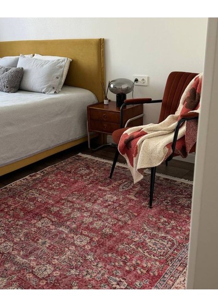 Mars 2047 Bordo Tonlarında Etnik Eskitme Pamuk Dokuma Taban Halı fiyatları