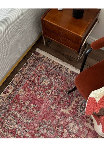 Mars 2047 Bordo Tonlarında Etnik Eskitme Pamuk Dokuma Taban Halı modelleri